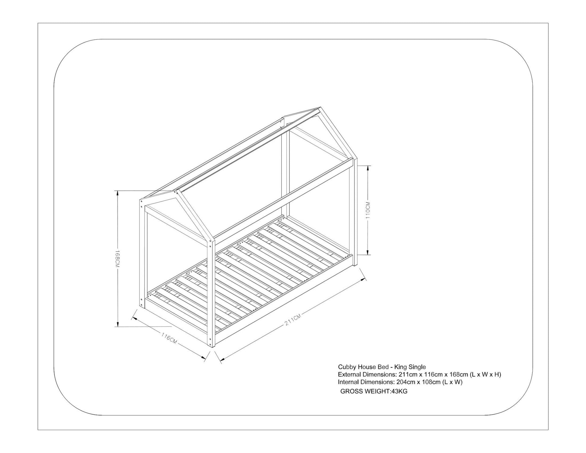 Cubby House Kids Bed - Hide & Seek Kids - Cubby_DBL_White
