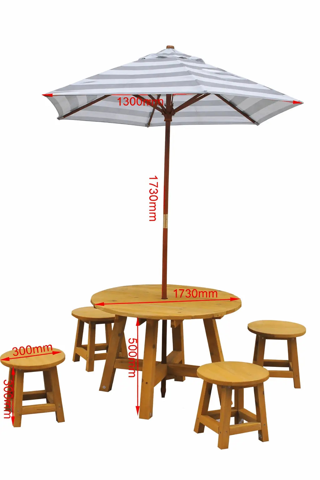 Round Kids Picnic Table - Umbrella & Stools - Hide & Seek Kids - picnic_round-grey - Picnic Table