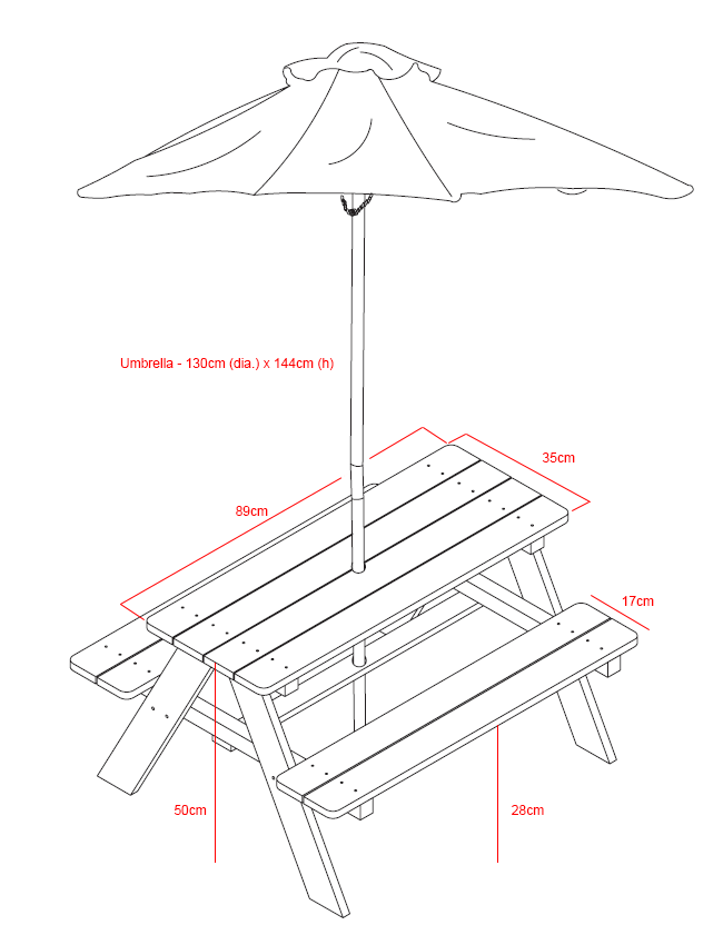 Picnic Table - Umbrella & Cushions - Hide & Seek Kids - Picnic_Table_Grey