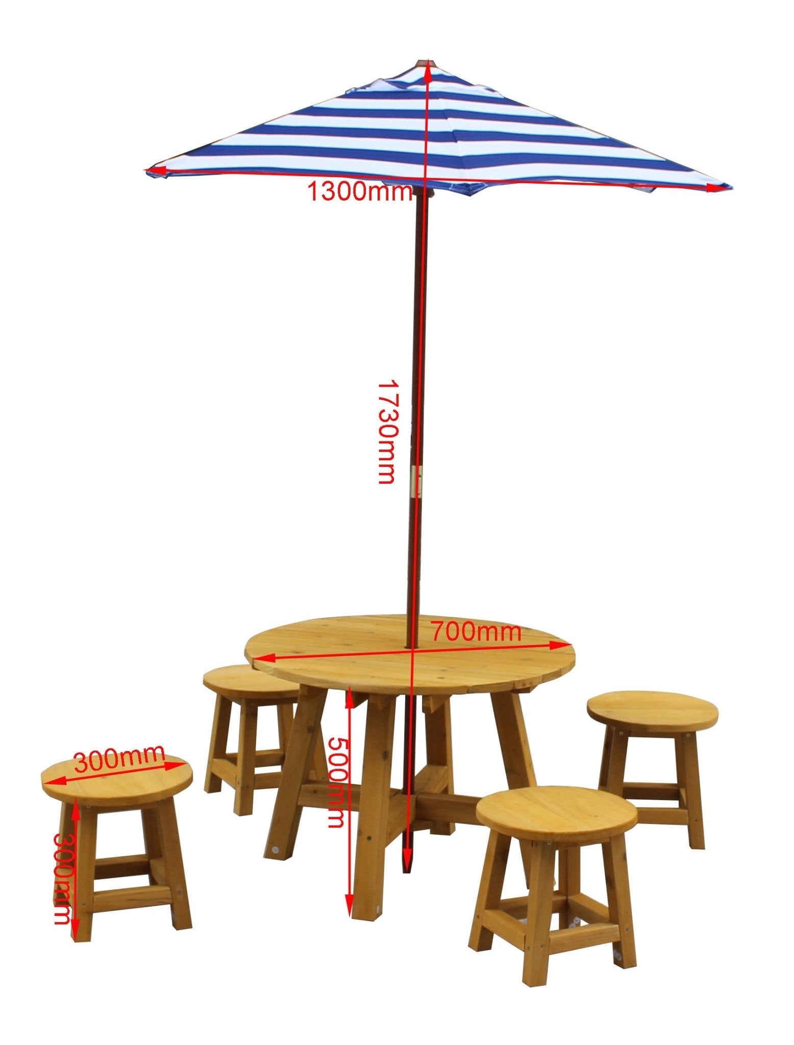 Round Picnic Table - Navy/White umbrella - Hide & Seek Kids - Picnic_Round