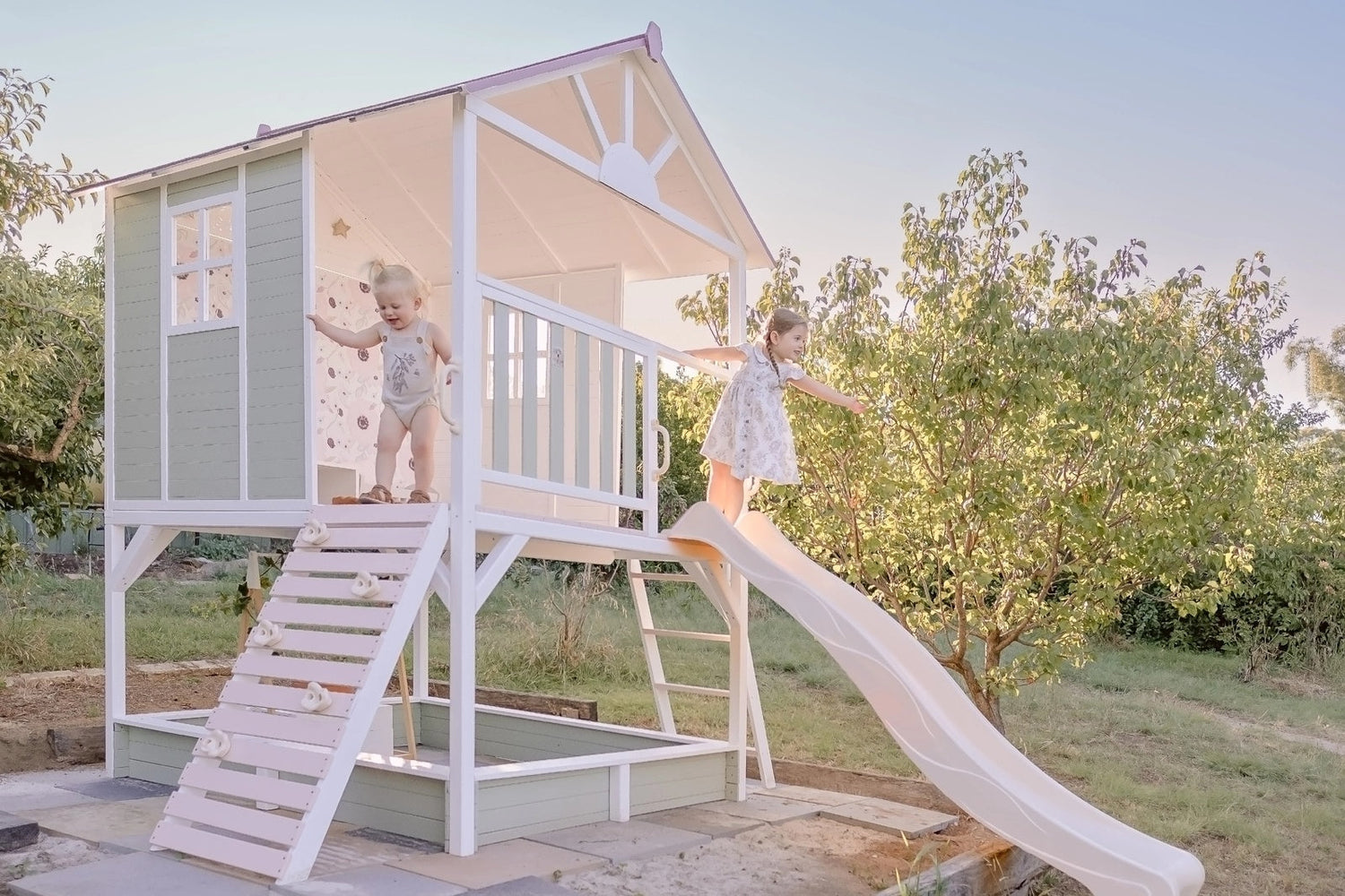 Kidz Shack Cubby children's playhouse featuring natural wood construction for backyard play