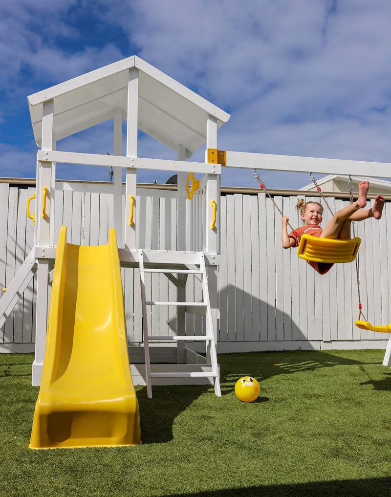 Matilda Fort children's play tent from Hide and Seek Kids, featuring white fabric construction with decorative details in home interior