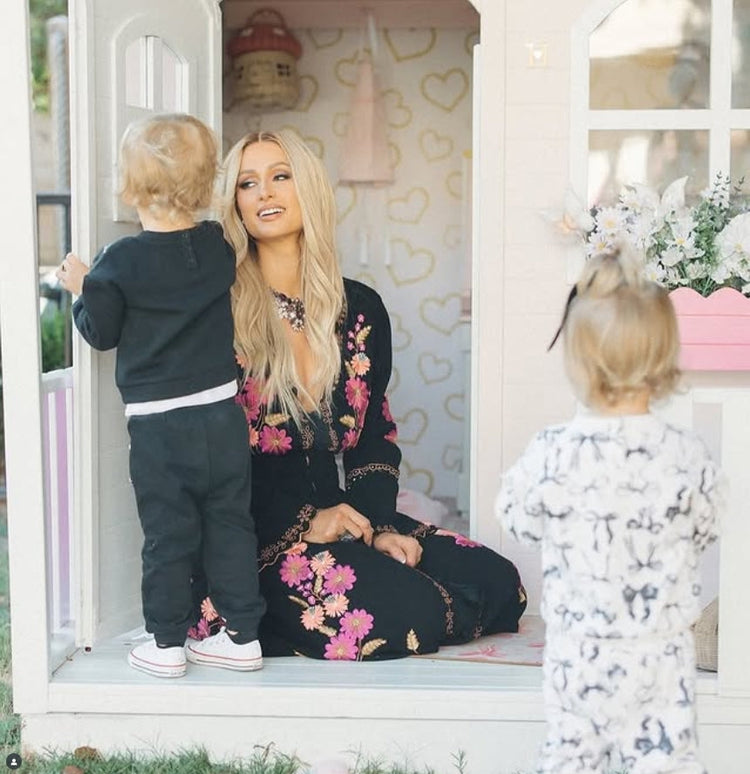 Paris Hilton branded Hide and Seek Kids cubby house in Phoenix London style, outdoor wooden playhouse with modern design