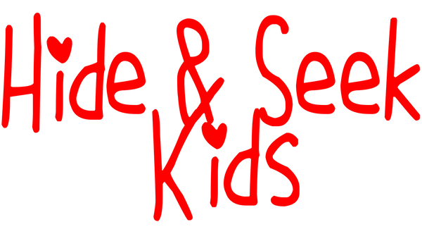 Red text 'Hide & Seek Kids' on a black background