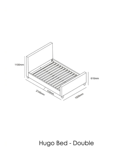 Hugo Kids Bed Double size dimensions diagram showing length, width and height measurements