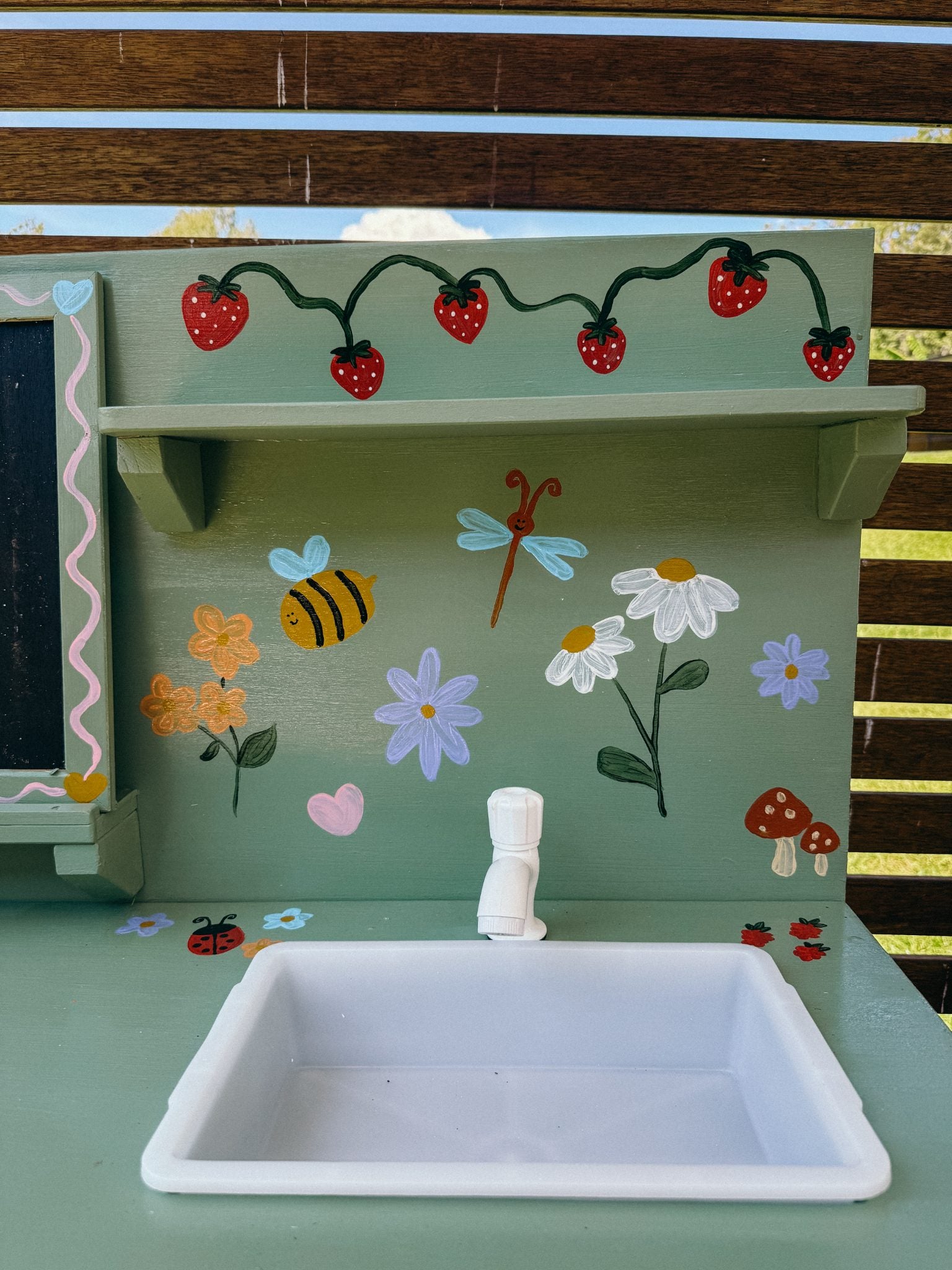 Mud Kitchen Bboard wooden outdoor play kitchen for kids with storage shelves and workspace