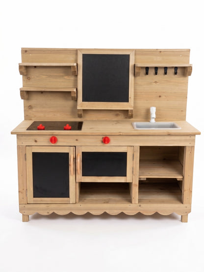 Mud Kitchen Molly outdoor timber play kitchen full view in natural stain finish