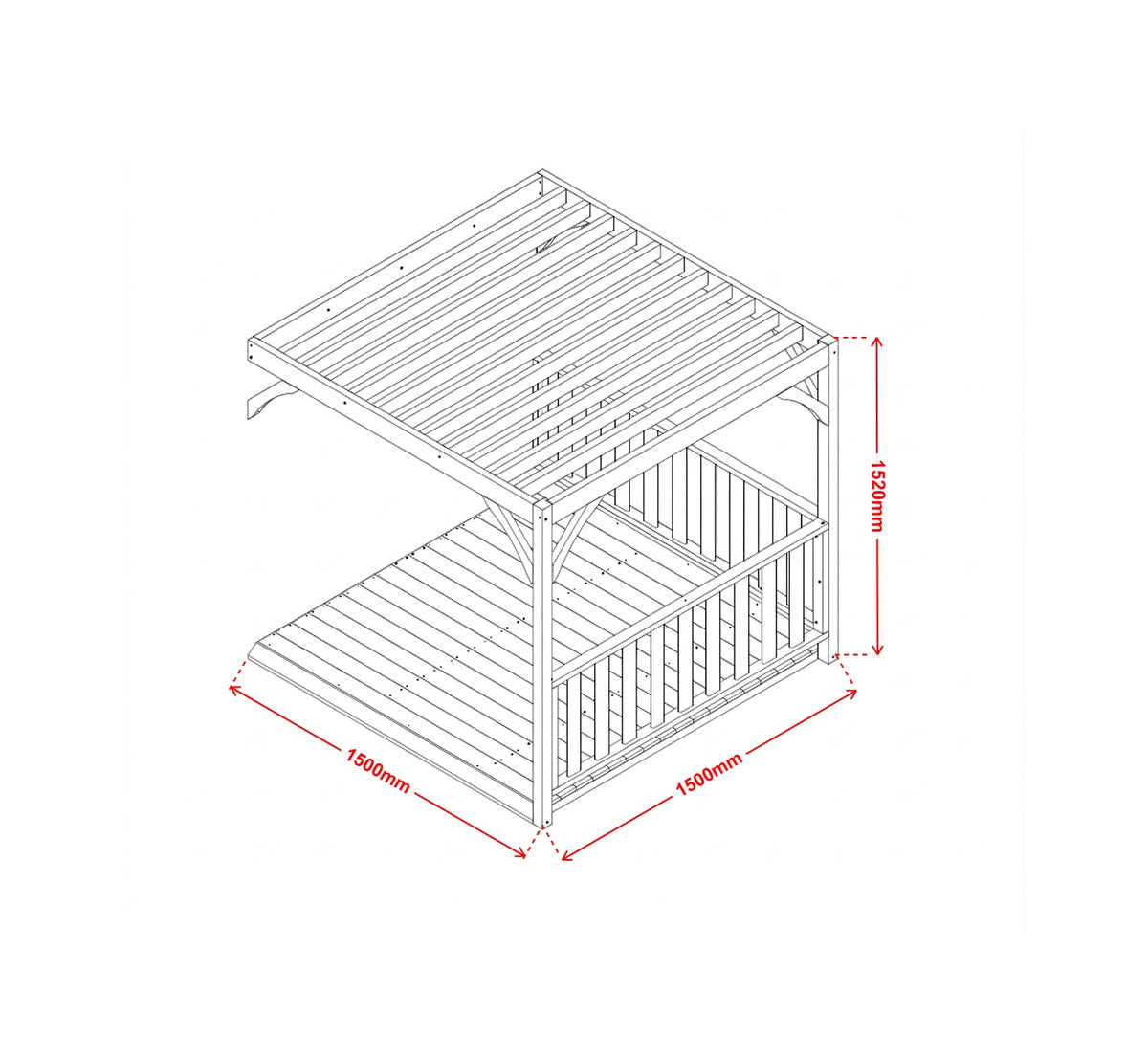 Extra height pergola add-on for Newport and Little Manor cubby houses, tall frame design