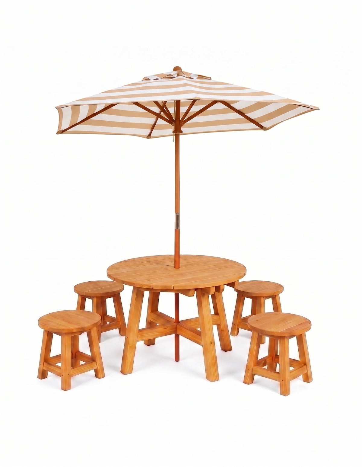 Round Kids Picnic Table - Umbrella & Stools