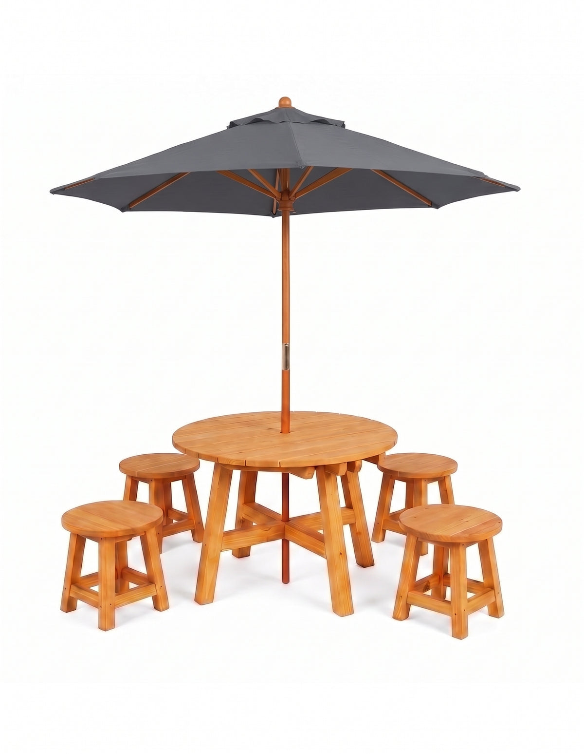 Round Kids Picnic Table - Umbrella & Stools