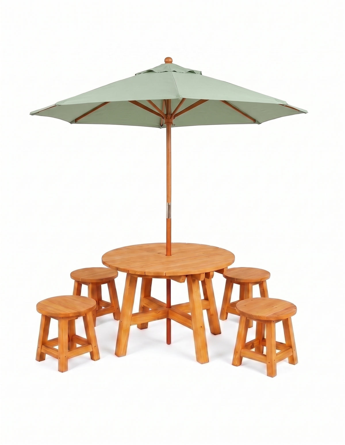 Round Kids Picnic Table - Umbrella & Stools