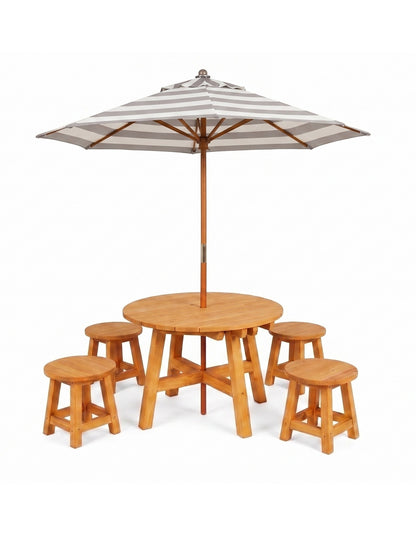 Round Kids Picnic Table - Umbrella & Stools