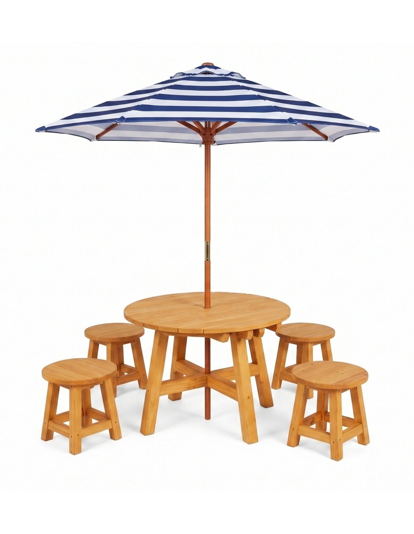 Round Kids Picnic Table - Umbrella & Stools
