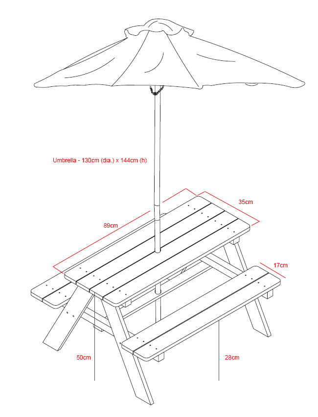 Picnic Table - Umbrella & Cushions