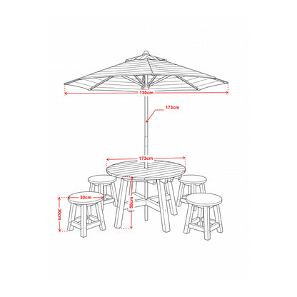Round Kids Picnic Table - Umbrella & Stools