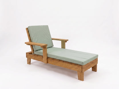 Kids sun lounger with sage green cushion colour option