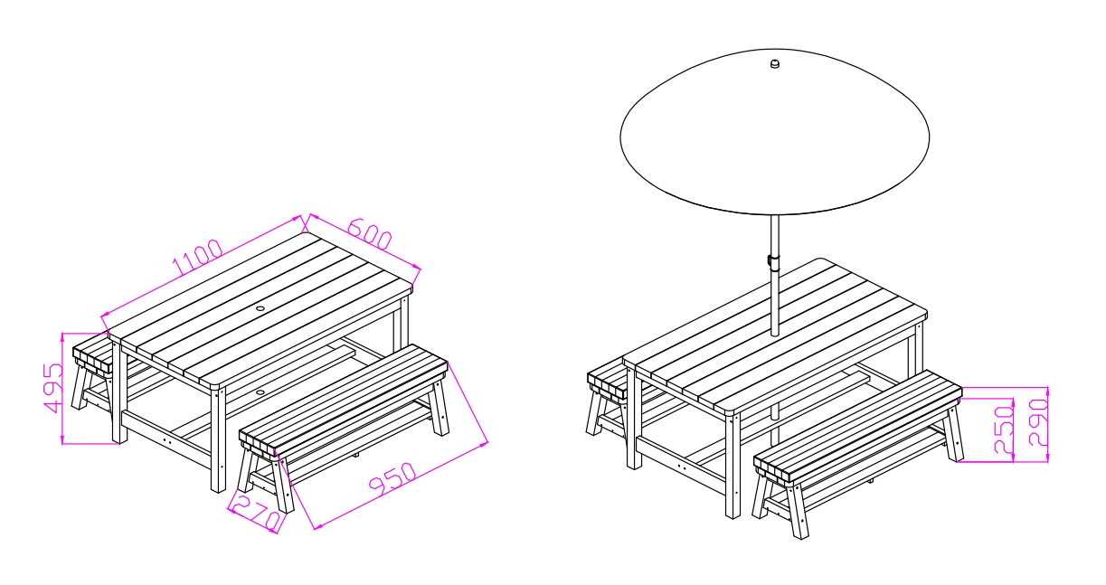 Picnic Bench Set - Hide & Seek Kids - Picnic_Bench_Grey