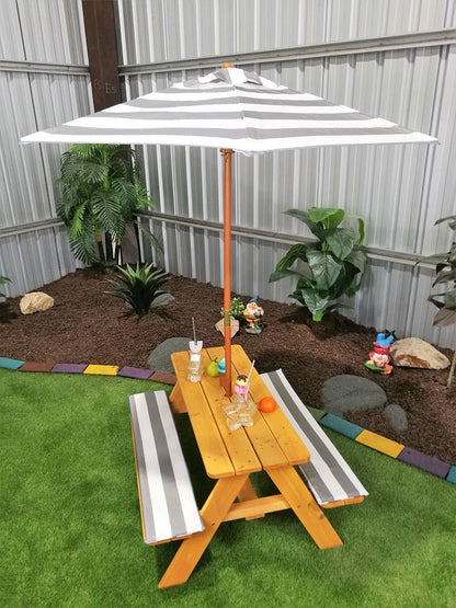 Picnic Table - Umbrella & Cushions - Hide & Seek Kids - Picnic_Table_Grey